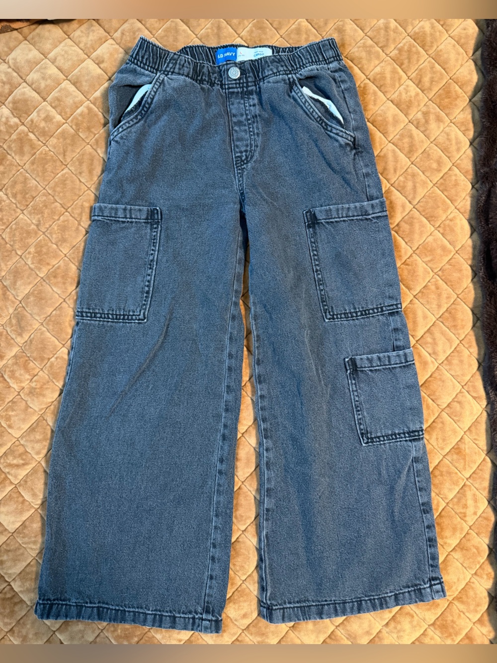 Old navy girls black Cargo Wide-Leg Jeans - Comfortable Everyday Playpants